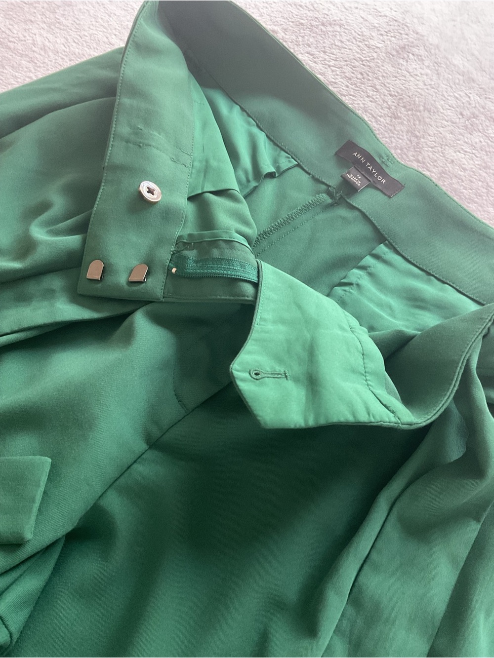 Ann Taylor Women’s Size 14 Green Wide Leg Belted Dress Pants - Picture 7 of 13